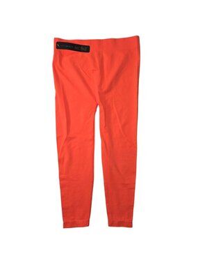 Mopas Orange Nylon Cropped Capri High Rise Athletic Yoga Gym Leggings Free Size